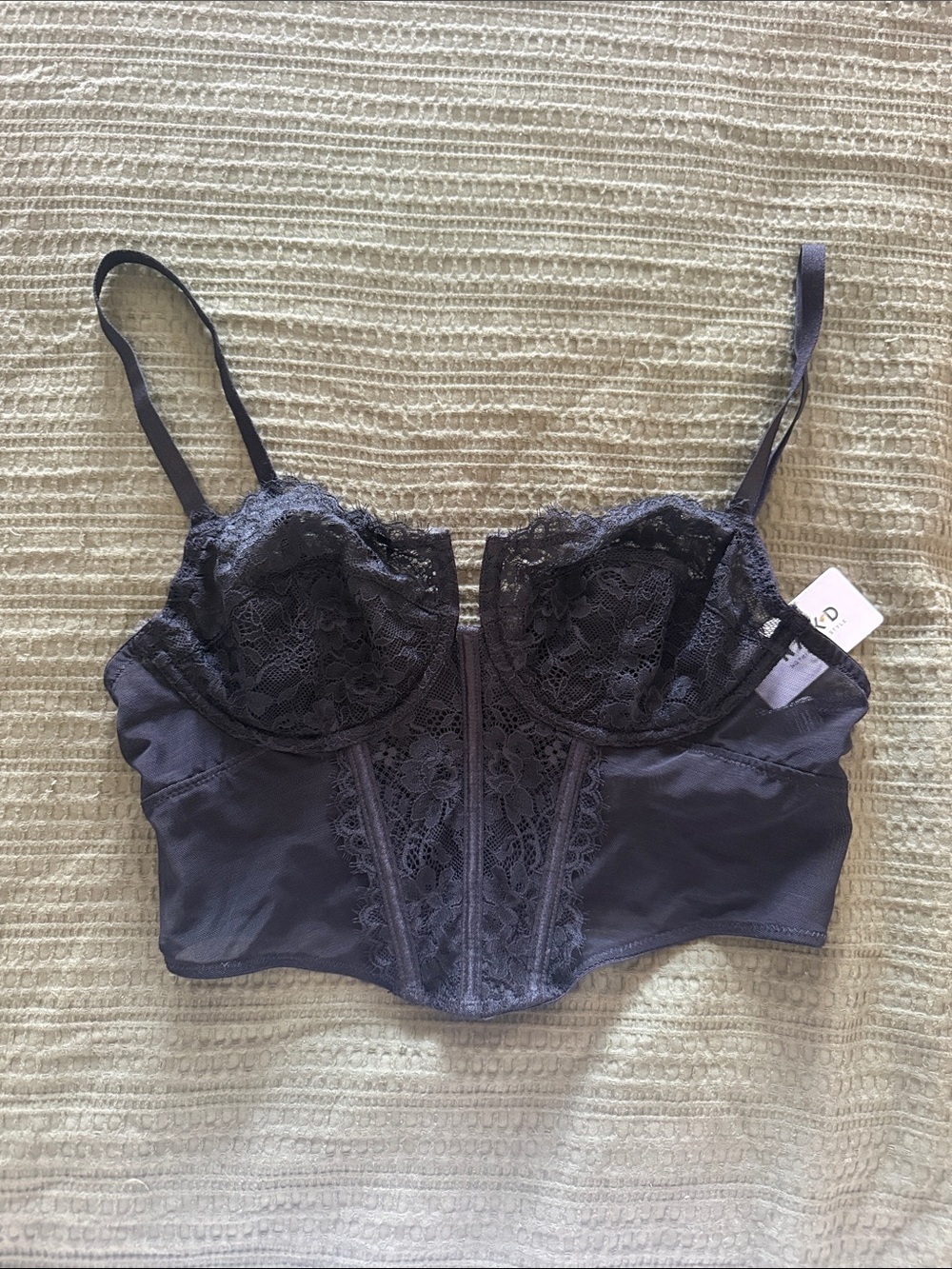 NA-KD *NWT* underwired black lace bustier corset top 34C